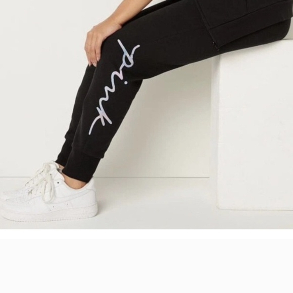 PINK Victoria's Secret Black Logo Pullover Hoodie